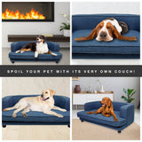 Pet Basic Pet Sofa Bed Stylish Luxurious Sturdy Washable Fabric Blue 98cm Petsleisure