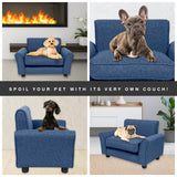 Pet Basic Pet Chair Bed Stylish Luxurious Sturdy Washable Fabric Blue 65cm Petsleisure