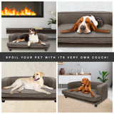 Pet Basic Pet Sofa Bed Stylish Luxurious Sturdy Washable Fabric Brown 98cm Petsleisure