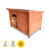 Pet Basic Dog Kennel Weather Resistant Timber Elevated Lift Top Roof 116cm Petsleisure